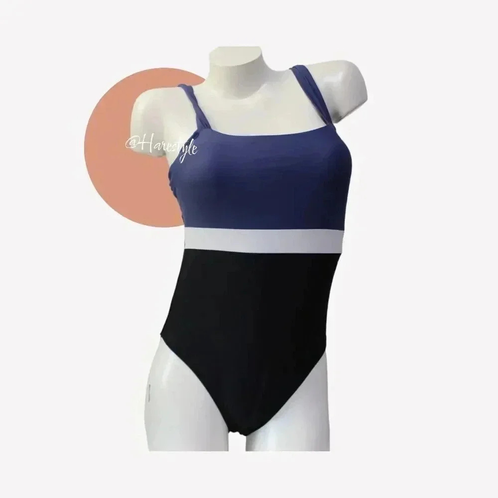 Cupshe black blue color block classic one piece swimsuit med